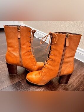Franco Sarto Lace-Up Saratoga Boots in Cognac